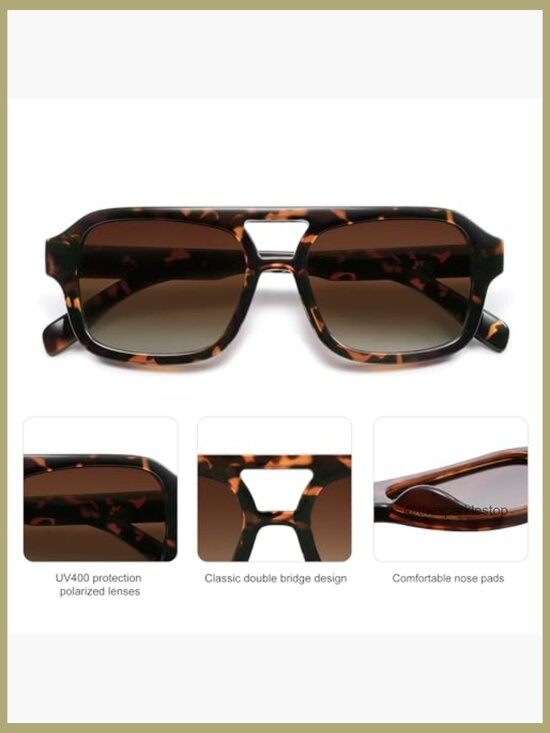 Retro Aviator Polarized Square Sunglasses main image 4